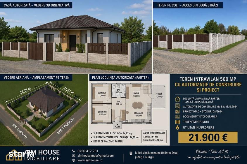 Teren de 500 mp, în Bolintin-Deal