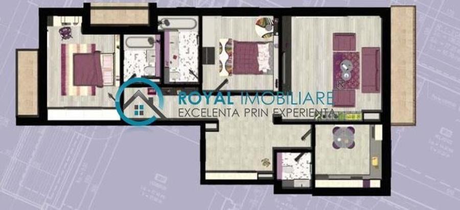 Penthouse cu 3 camere decomandat în Republicii