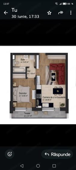 Apartament cu 2 camere decomandat în Tractorul