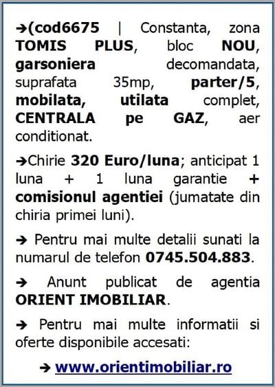Tomis Plus, garsoniera, parter, gaze, mobilata, inchirieri Constanta - 8