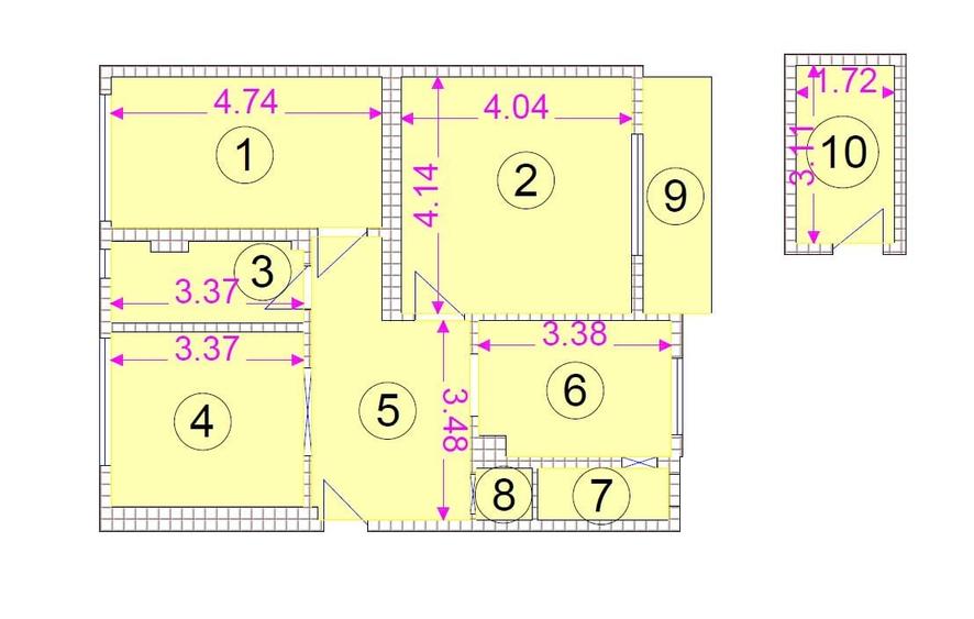 Apartament cu 3 camere decomandat în Iosia