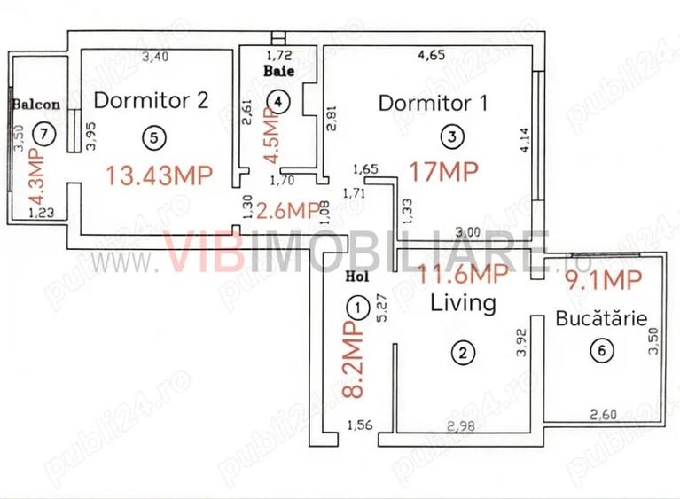 Apartament cu 3 camere decomandat, mobilat în Șagului