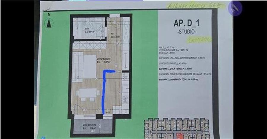 Apartament cu 2 camere semidecomandat, mobilat în Central
