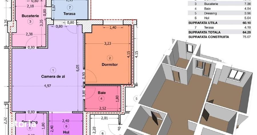 Apartament cu 2 camere semidecomandat în 13 Septembrie