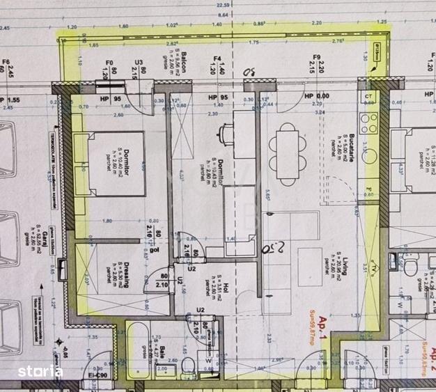 Apartament cu 3 camere în Central
