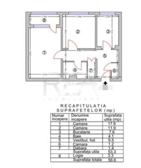 2 camere, 8/10, 56,6 mp, bloc 1979-Lujerului - 2