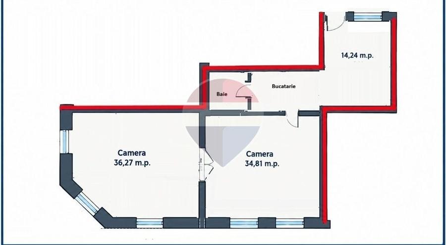 Apartament cu 2 camere semidecomandat în Ultracentral