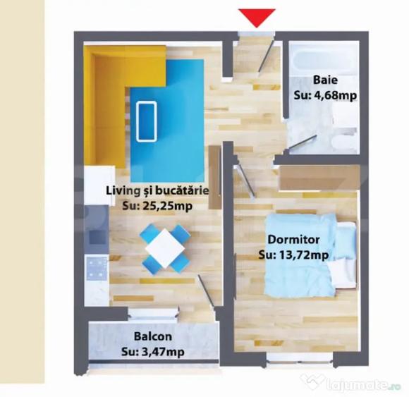 Apartament cu 2 camere decomandat în Central