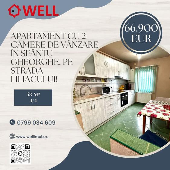 Apartament cu 2 camere de vânzare în Sfântu Gheorghe, pe strada Liliacului! - 1