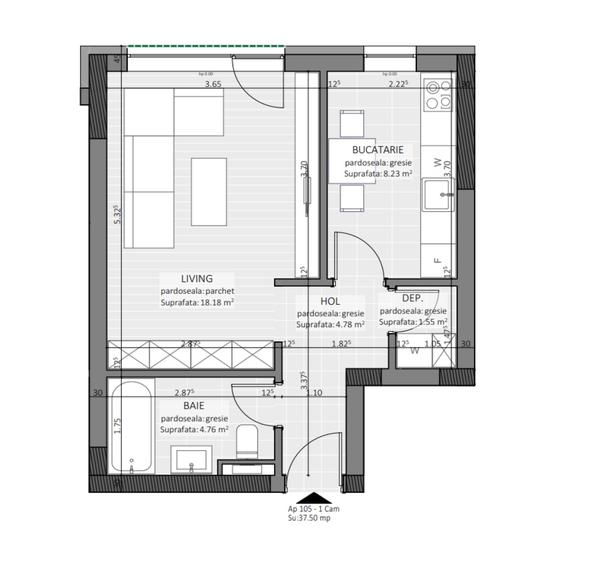 Apartament 1 camera - 38 mp *Zona Centrala *Predare 2025 - 2
