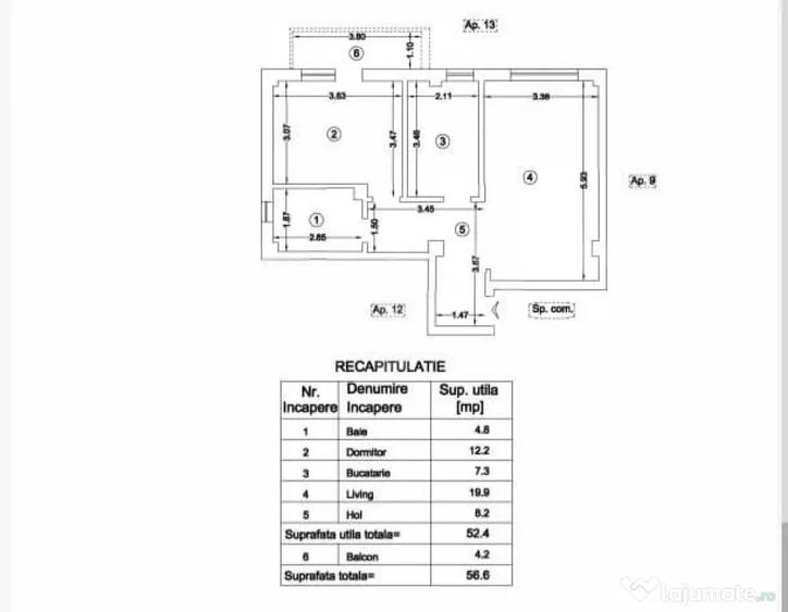 Apartament 2 camere, 56.60 mp, zona Visan - 10