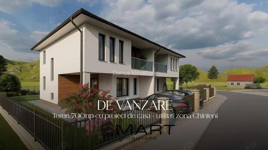 Teren 700 mp, cu autorizatie de constructie + utilitati in Chinteni