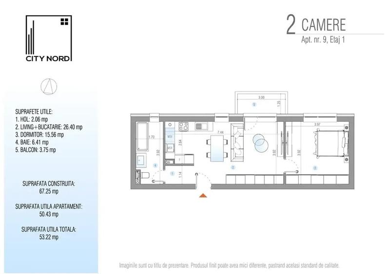 2 camere ETAJ 1 - Pret lansare - Incalzire pardoseala - Geam Tripan - 1