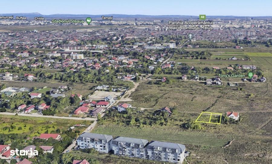 Teren intravilan, 610 mp, front 23 m, utilitati | Str. Teius - Rahova - 9