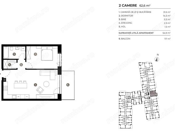 OPORTUNITATE! APARTAMENT 2 CAMERE, ETAJ INTERMEDIAR, ERA HEXAGON - 1