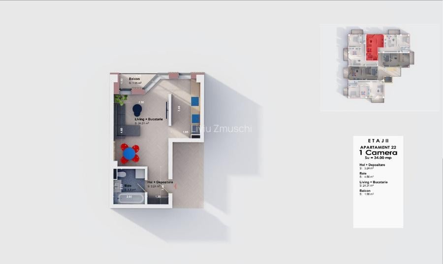 Apartament 1 cam nou 34 m | Comision 0% - 1250 m2 - Pret promo Visani