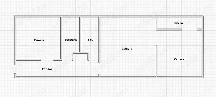 Vand Apartament 3 camere 64 m2 semidecomandat bloc 4 etaje parter - 1