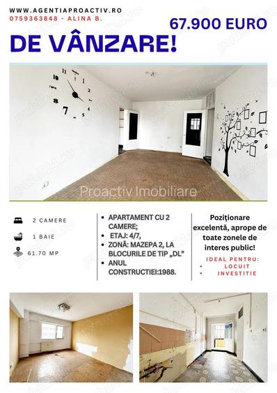 Apartament de vanzare cu 2 camere Mazepa 2, etajul 4 7. Apartament de vanzare cu 2 camere Mazepa 2, etajul 4 7.