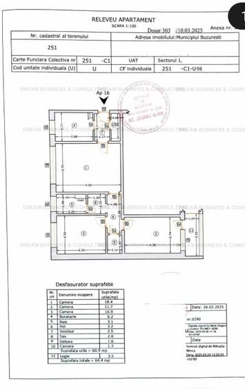 Apartament cu 3 camere, situat in sectorul 1, langa statia de metrou Bazilescu - 5