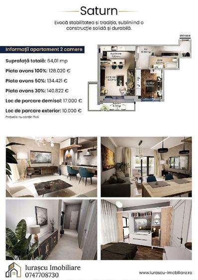 BLOC NOU apartament cu 2 camere 64.01m² de vanzare, ZONA CENTRALA Podu Ros- Bld. - 2