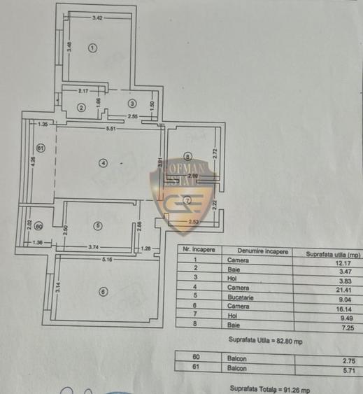 3 camere, Tomis Plus, 91 mp, parcare, 2 bai, 2 balcoane, et 1/5, complet mobilat - 28