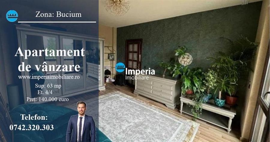 Apartament 2 cam, decomandat, de vanzare in zona Bucium -- - 1