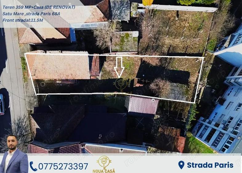 Teren 359MP Strada Paris+Casa care necesita Renovare sau Demolare - 1