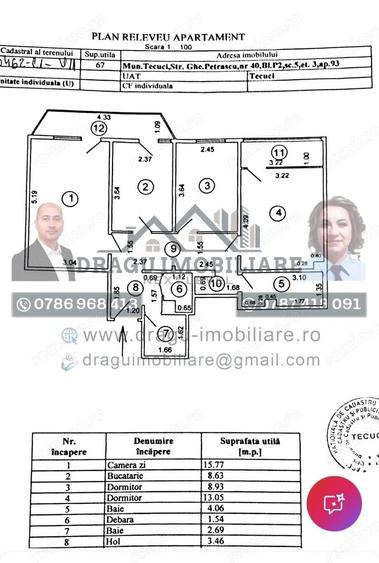 Apartament 3 camere/ 67 mp utili/ Zona Cina/Bloc P2 - 5