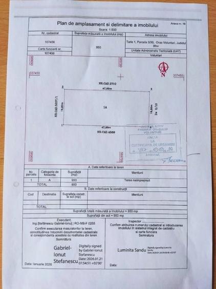 Teren Construcții intravilan de 950 mp, în Central