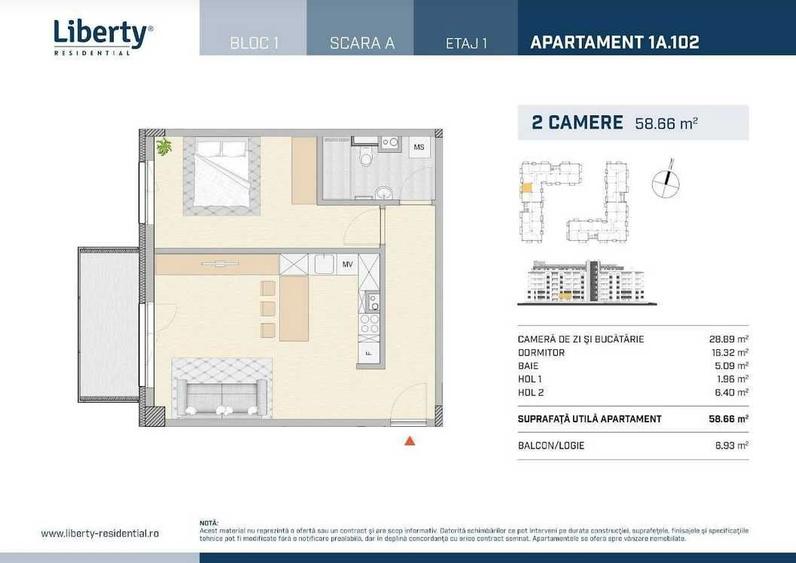 Apartament 2 camere 59 mp | Liberty Residential | Parcare subterana | Finisat - 8