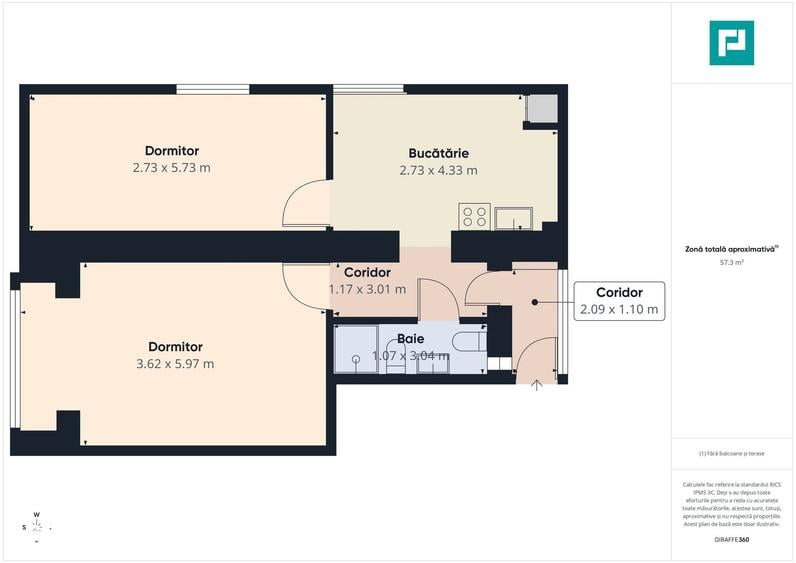 Apartament cu 2 camere în Ultracentral