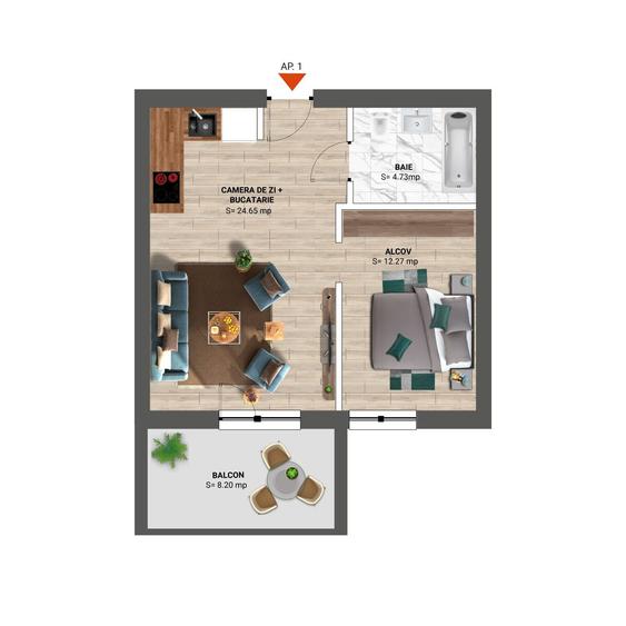 Apartament tip studio  -  oportunitate de investitie  dar si de locuire - 12