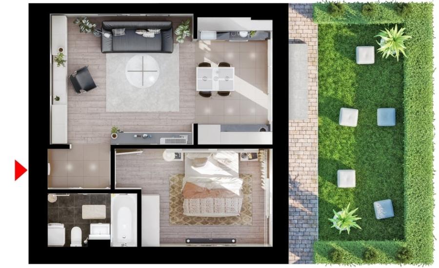 Studio Dublu cu gradina | Tip 2A | HILS Republica - 4