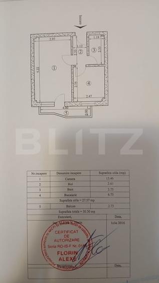 Apartament 1 camera, 27.57 mp, zona Galata - 15