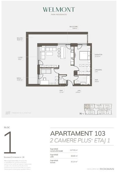 Dezvoltator, Apartament doua camere plus, Welmont/Rokman - 6