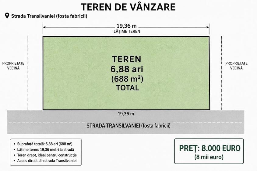 Teren de 688 mp, în Exterior Vest