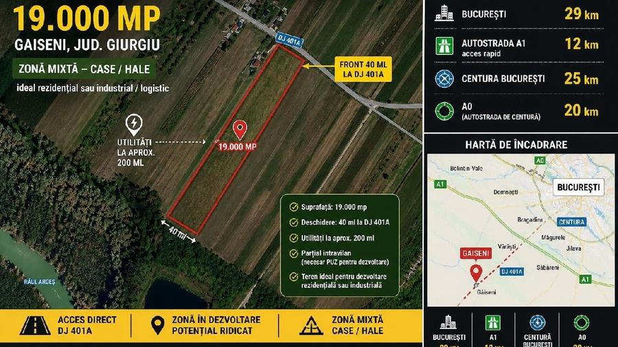 Teren agricol extravilan de 19000 mp, în Găiseni