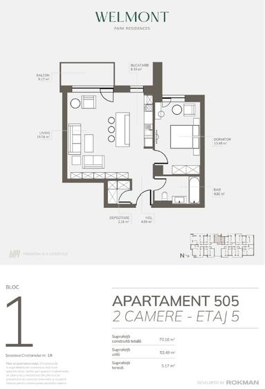 Dezvoltator, Apartament doua camere open space , Welmont/Rokman - 6