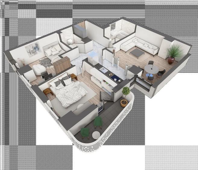 APARTAMENT CU 3 CAMERE DECOMANDAT, 2 BAI , COMPLEX PREMIUM +++, COMISION 0% !!! - 3