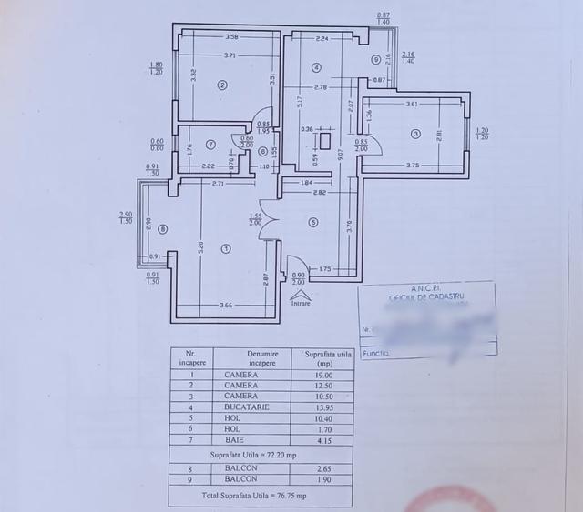 Apartament 3 camere Frumoasa-Continental, decomandat, etaj 4/8 - 12