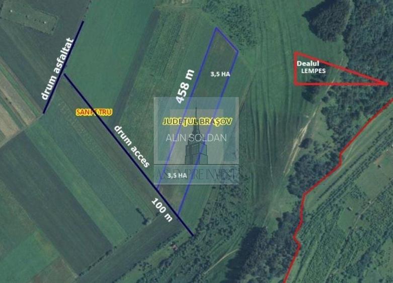 Teren intravilan 3,5 Ha - zona Sanpetru (Lempes) Teren intravilan 3,5 Ha - zona Sanpetru (Lempes)