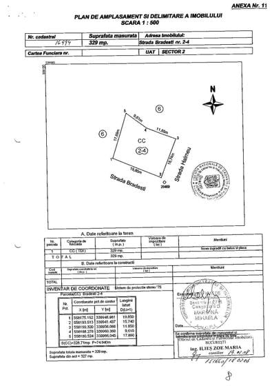 Teren 327m2 pe str. Bradesti 2-4 (anga Lizeanu , sector 2) Cu autorizatie P+3+4 retras , Gata sa incepi lucrul. - 4