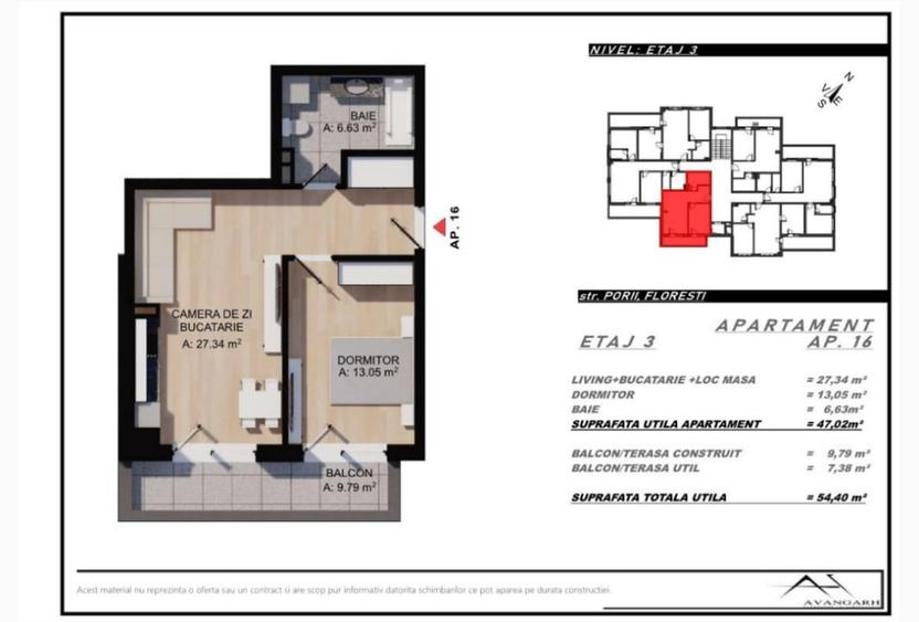 Apartament cu 2 camere, 47 mp,balcon ,zona Eroilor - 1