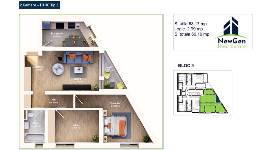 NOVA MEHALA, APARTAMENTE Tip 3C F3 / 2 - 1