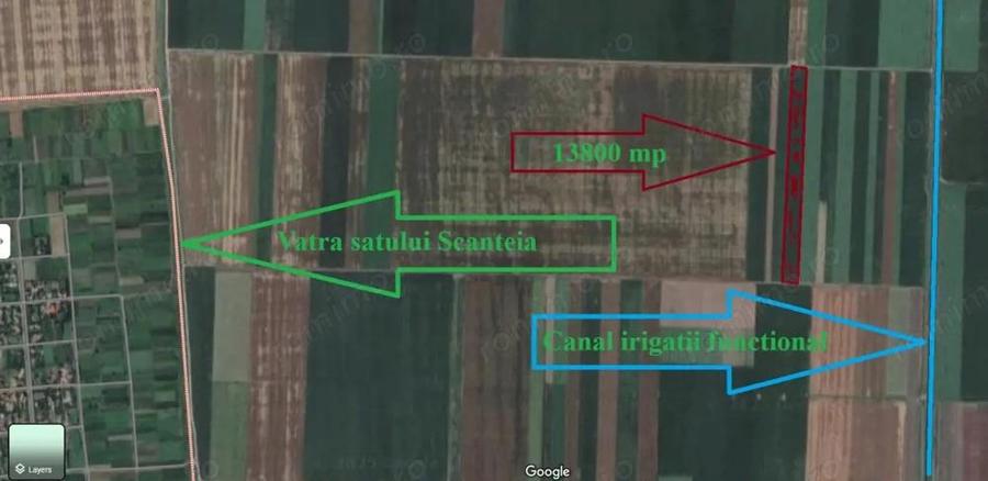 Teren arabil (13800 mp) situat la 350 de metri de canal de irigatii functional - 1