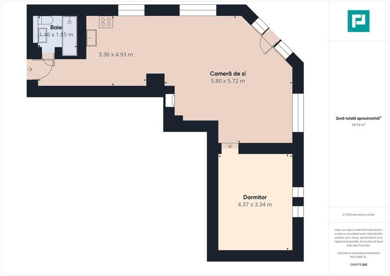 Apartament cu 2 camere semidecomandat, mobilat în Ultracentral