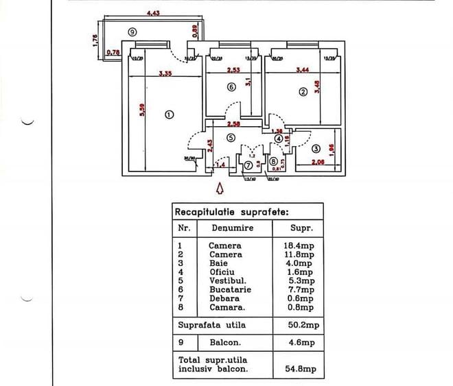 Apartament cu 2 camere decomandat în Basarabia