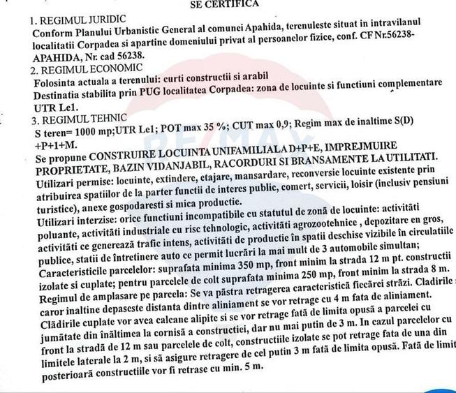 Teren Construcții intravilan de 1000 mp, în Corpadea