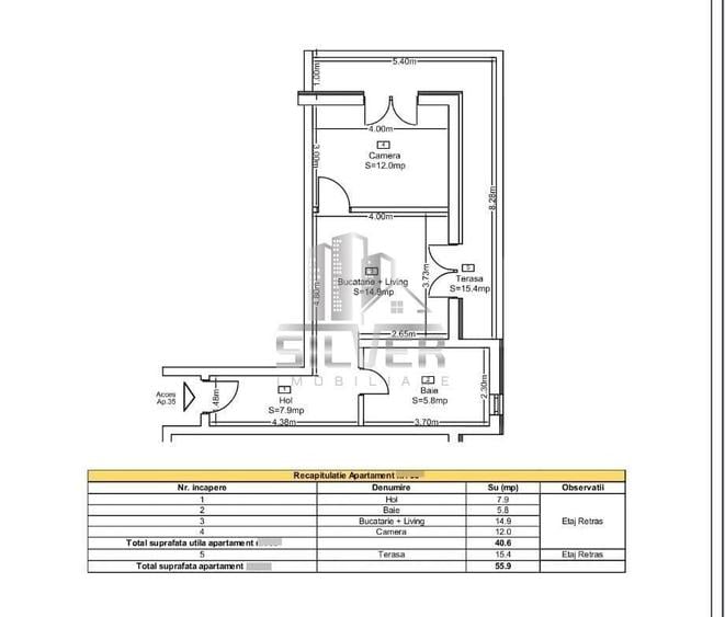 Apartament cu 2 camere în Central