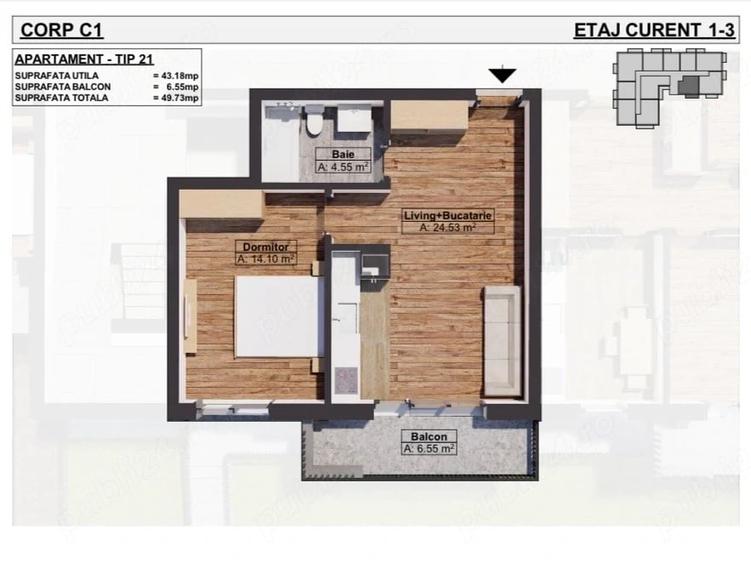 Apartament cu 2 camere decomandat în Dobroești